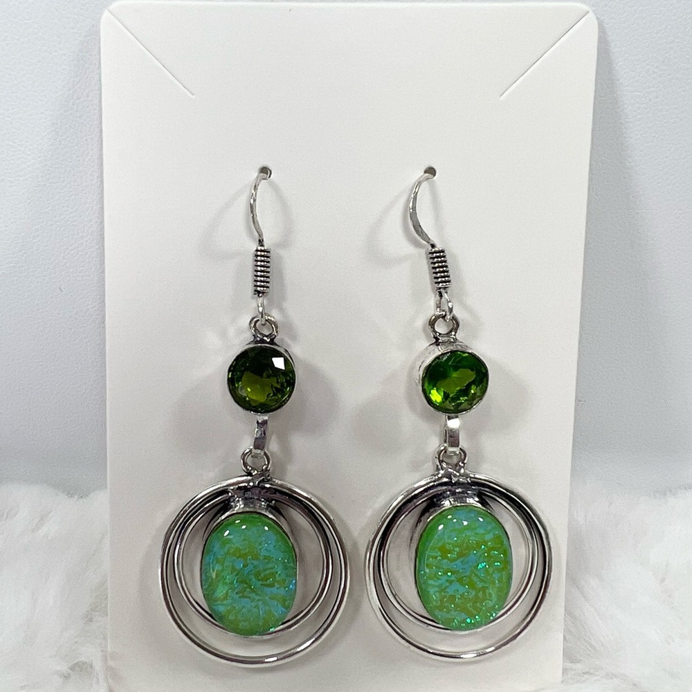Triplet Opal 925 Circles Earrings